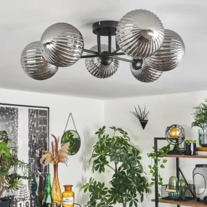 hofstein Plafonnier Chehalis Fumé, 6 lumières* Lampes Modernes