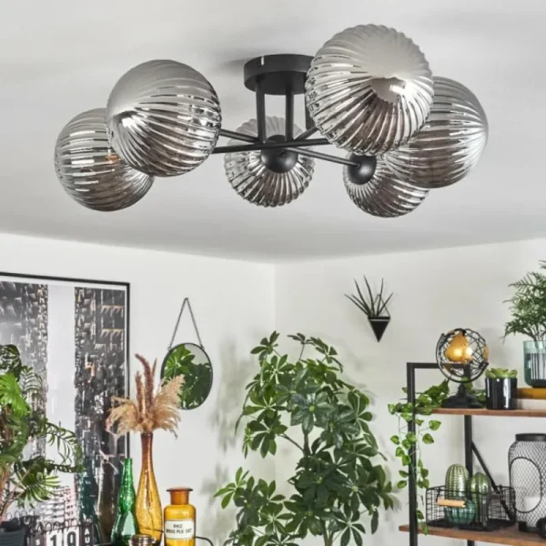 hofstein Plafonnier Chehalis Fumé, 6 lumières* Lampes Modernes