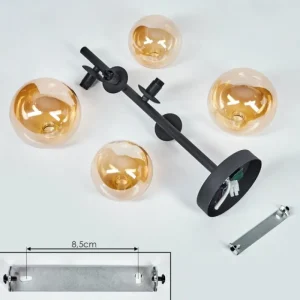 hofstein Plafonnier Chehalis Noir, 4 lumières* Lampes En Verre