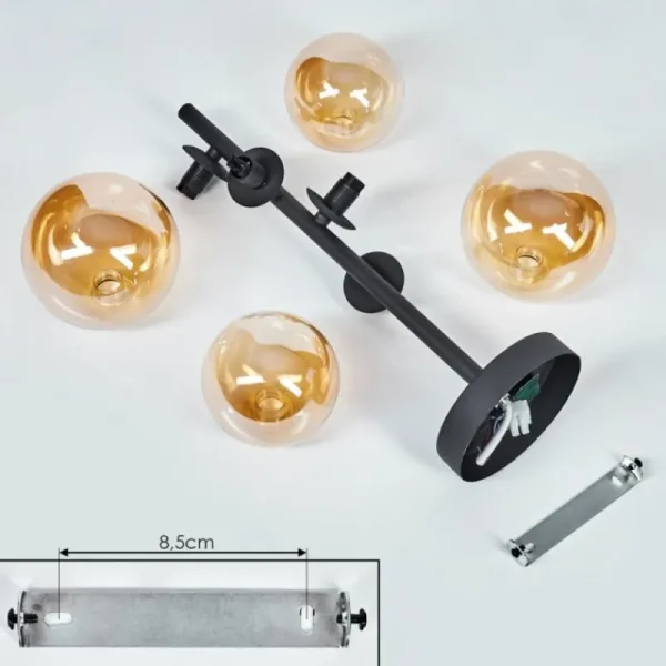 hofstein Plafonnier Chehalis Noir, 4 lumières* Lampes En Verre