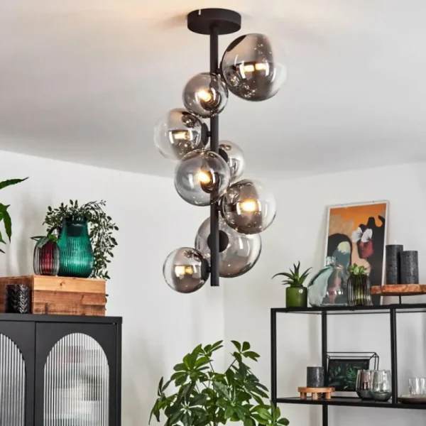 hofstein Plafonnier Chehalis Noir, 8 lumières* Lampes Modernes