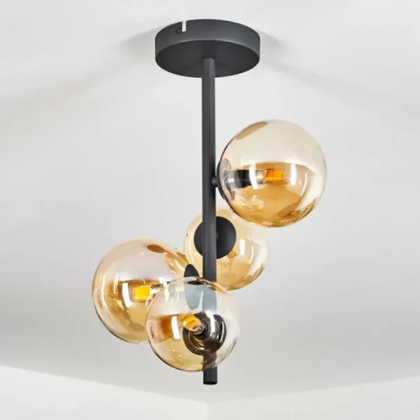 hofstein Plafonnier Chehalis Noir, 4 lumières* Lampes En Verre