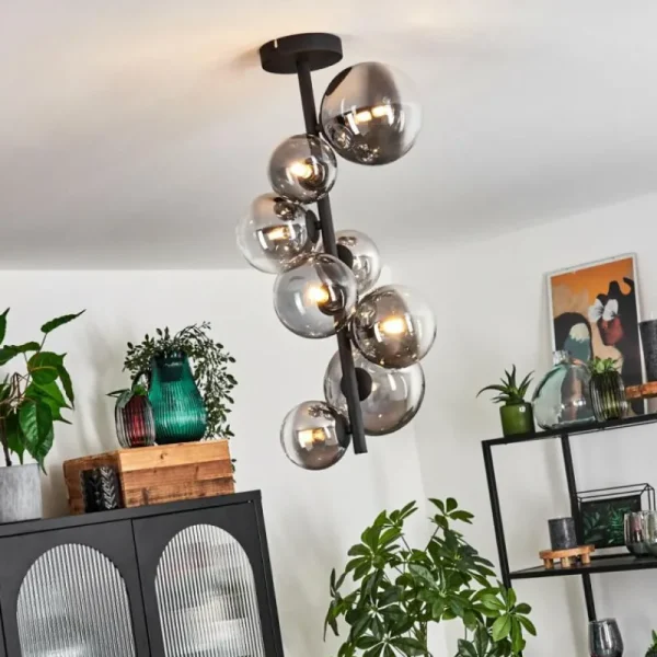 hofstein Plafonnier Chehalis Noir, 8 lumières* Lampes Modernes