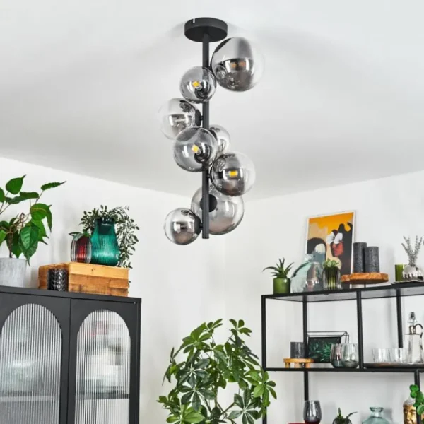 hofstein Plafonnier Chehalis Noir, 8 lumières* Lampes Modernes