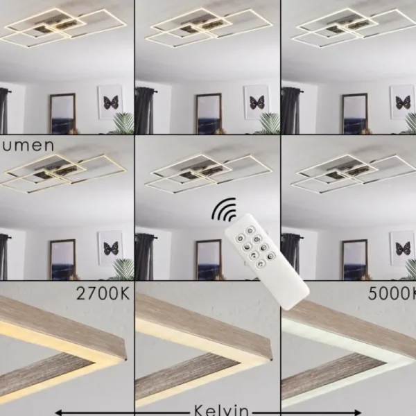 hofstein Plafonnier Cheka LED Aluminium, 3 lumières, Télécommandes* Lampes Modernes