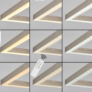 hofstein Plafonnier Cheka LED Nickel mat, 2 lumières, Télécommandes* Lampes Modernes