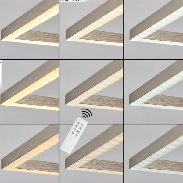 hofstein Plafonnier Cheka LED Nickel mat, 2 lumières, Télécommandes* Lampes Modernes