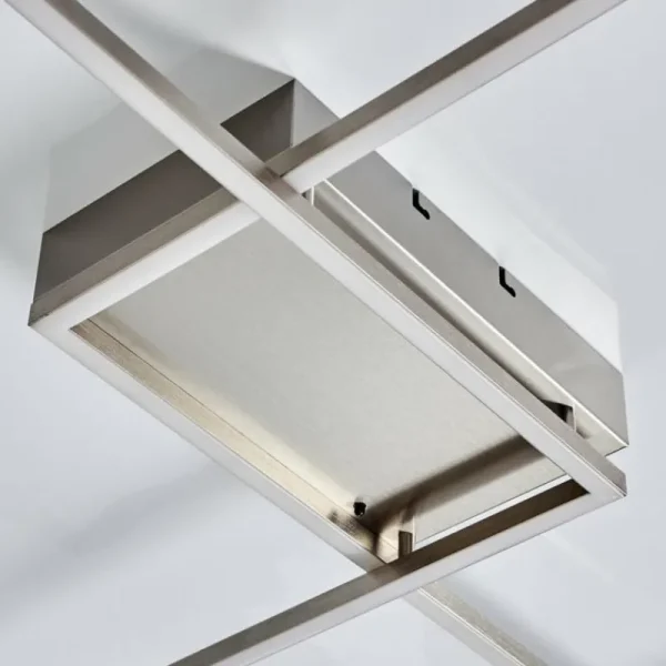 hofstein Plafonnier Cheka LED Nickel mat, 2 lumières, Télécommandes* Lampes Modernes