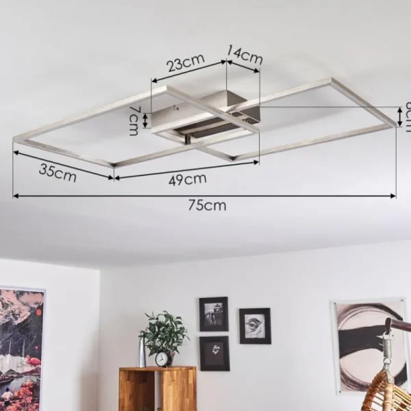 hofstein Plafonnier Cheka LED Nickel mat, 2 lumières, Télécommandes* Lampes Modernes