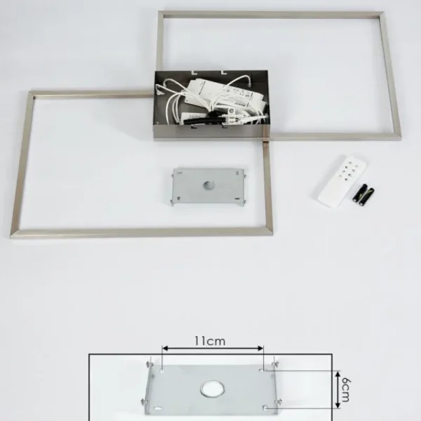 hofstein Plafonnier Cheka LED Nickel mat, 2 lumières, Télécommandes* Lampes Modernes