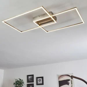 hofstein Plafonnier Cheka LED Nickel mat, 2 lumières, Télécommandes* Lampes Modernes