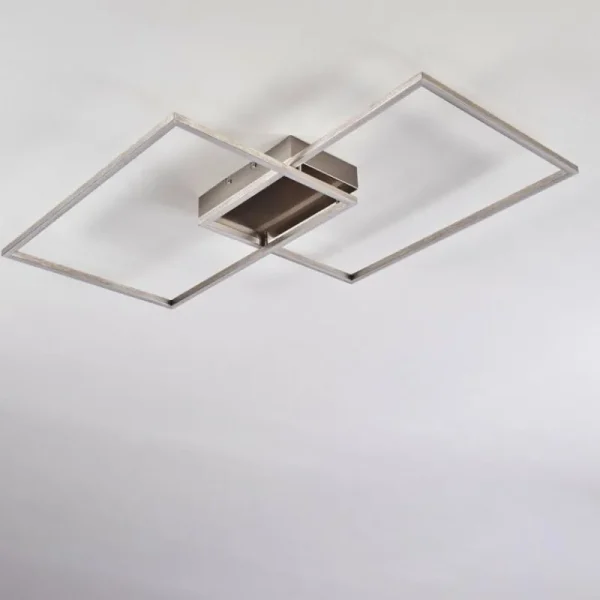 hofstein Plafonnier Cheka LED Nickel mat, 2 lumières, Télécommandes* Lampes Modernes