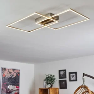 hofstein Plafonnier Cheka LED Nickel mat, 2 lumières, Télécommandes* Lampes Modernes