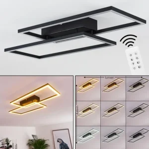 hofstein Plafonnier Cheka LED Noir, 2 lumières, Télécommandes* Lampes Modernes