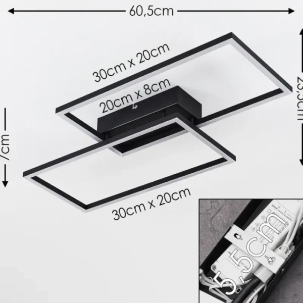 hofstein Plafonnier Cheka LED Noir, 2 lumières, Télécommandes* Lampes Modernes