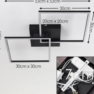 hofstein Plafonnier Cheka LED Noir, 2 lumières, Télécommandes* Lampes Modernes