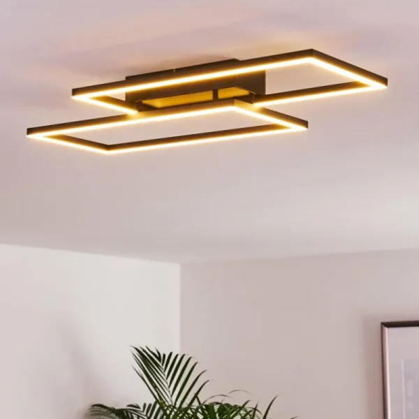 hofstein Plafonnier Cheka LED Noir, 2 lumières, Télécommandes* Lampes Modernes