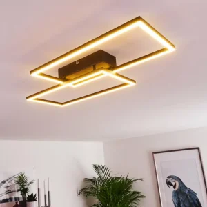 hofstein Plafonnier Cheka LED Noir, 2 lumières, Télécommandes* Lampes Modernes
