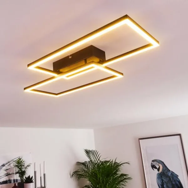 hofstein Plafonnier Cheka LED Noir, 2 lumières, Télécommandes* Lampes Modernes