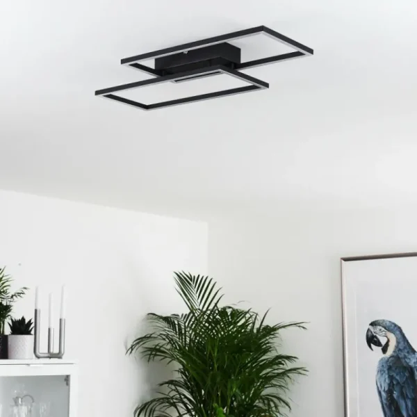 hofstein Plafonnier Cheka LED Noir, 2 lumières, Télécommandes* Lampes Modernes