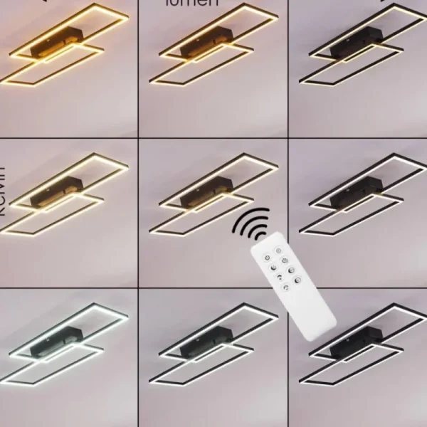 hofstein Plafonnier Cheka LED Noir, 2 lumières, Télécommandes* Lampes Modernes