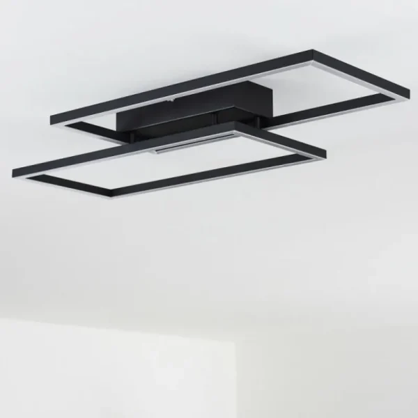 hofstein Plafonnier Cheka LED Noir, 2 lumières, Télécommandes* Lampes Modernes
