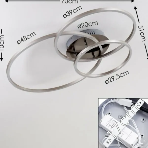 hofstein Plafonnier Chilkat LED Nickel mat, 1 lumière* Lampes Modernes