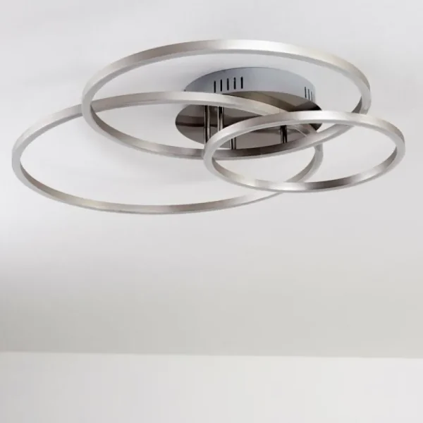hofstein Plafonnier Chilkat LED Nickel mat, 1 lumière* Lampes Modernes