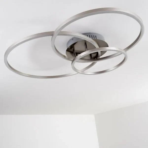 hofstein Plafonnier Chilkat LED Nickel mat, 1 lumière* Lampes Modernes