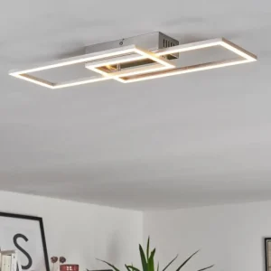 hofstein Plafonnier Chilkat LED Nickel mat, 1 lumière* Lampes Modernes