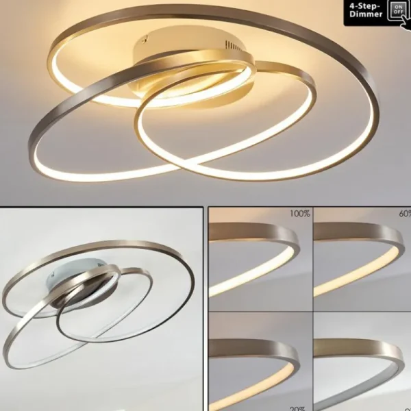 hofstein Plafonnier Chute LED Nickel mat, 1 lumière* Lampes Modernes