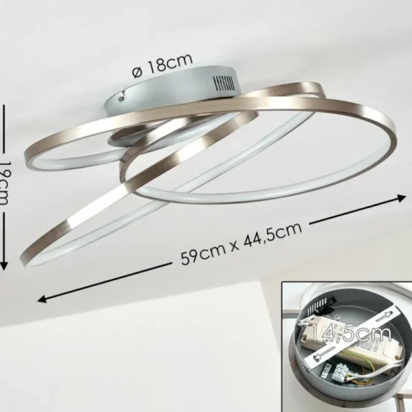hofstein Plafonnier Chute LED Nickel mat, 1 lumière* Lampes Modernes
