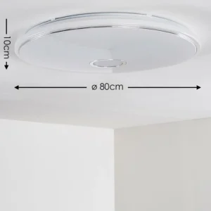 hofstein Plafonnier Cirque LED Chrome, 1 lumière, Télécommandes, Changeur de couleurs* Lampes Modernes