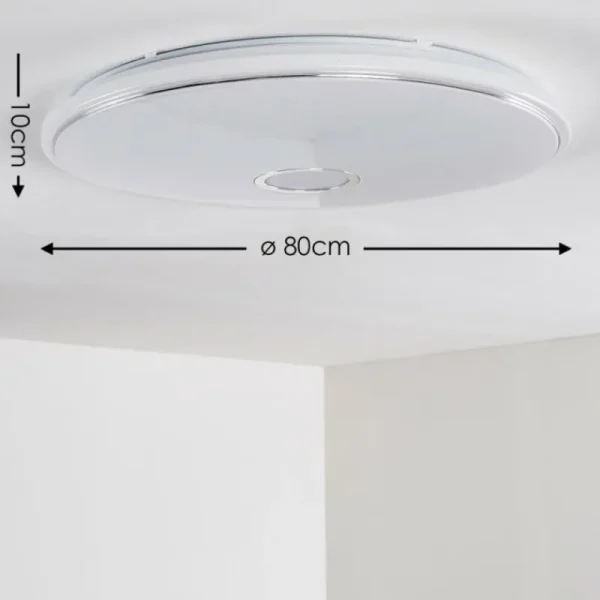hofstein Plafonnier Cirque LED Chrome, 1 lumière, Télécommandes, Changeur de couleurs* Lampes Modernes