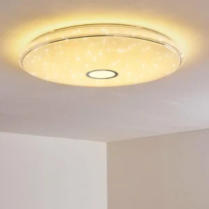 hofstein Plafonnier Cirque LED Chrome, 1 lumière, Télécommandes, Changeur de couleurs* Lampes Modernes