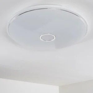 hofstein Plafonnier Cirque LED Chrome, 1 lumière, Télécommandes, Changeur de couleurs* Lampes Modernes