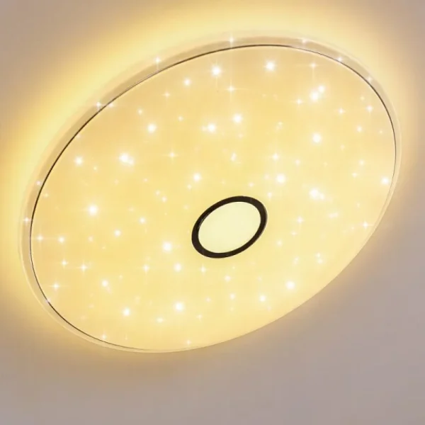 hofstein Plafonnier Cirque LED Chrome, 1 lumière, Télécommandes, Changeur de couleurs* Lampes Modernes