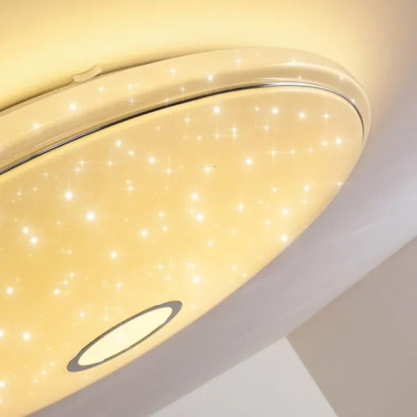 hofstein Plafonnier Cirque LED Chrome, 1 lumière, Télécommandes, Changeur de couleurs* Lampes Modernes