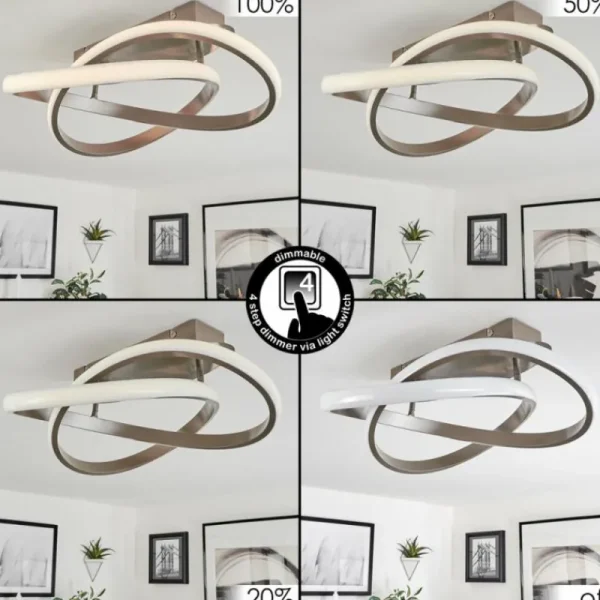 hofstein Plafonnier Cochato LED Nickel mat, 1 lumière* Lampes Modernes