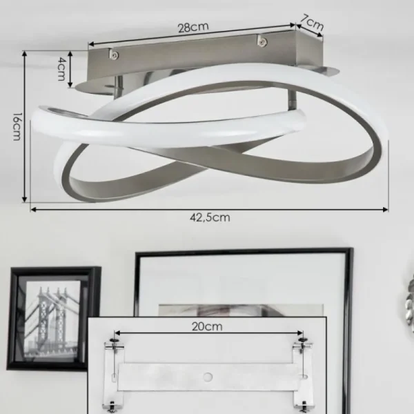 hofstein Plafonnier Cochato LED Nickel mat, 1 lumière* Lampes Modernes