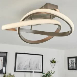 hofstein Plafonnier Cochato LED Nickel mat, 1 lumière* Lampes Modernes