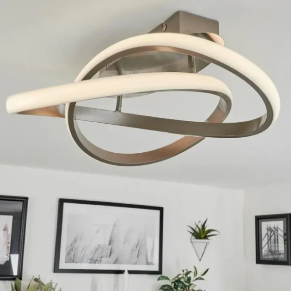 hofstein Plafonnier Cochato LED Nickel mat, 1 lumière* Lampes Modernes