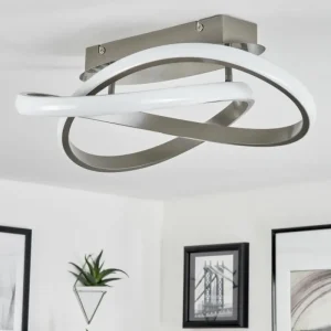 hofstein Plafonnier Cochato LED Nickel mat, 1 lumière* Lampes Modernes
