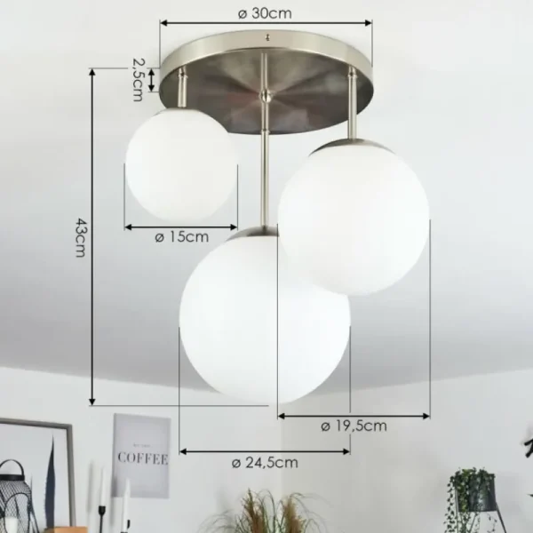 hofstein Plafonnier Cochuna Nickel mat, 3 lumières* Lampes En Verre