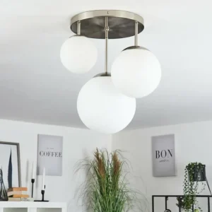 hofstein Plafonnier Cochuna Nickel mat, 3 lumières* Lampes En Verre