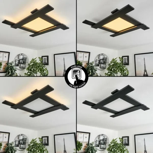 hofstein Plafonnier Cuchara LED Noir, 5 lumières* Lampes Modernes