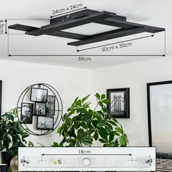 hofstein Plafonnier Cuchara LED Noir, 5 lumières* Lampes Modernes