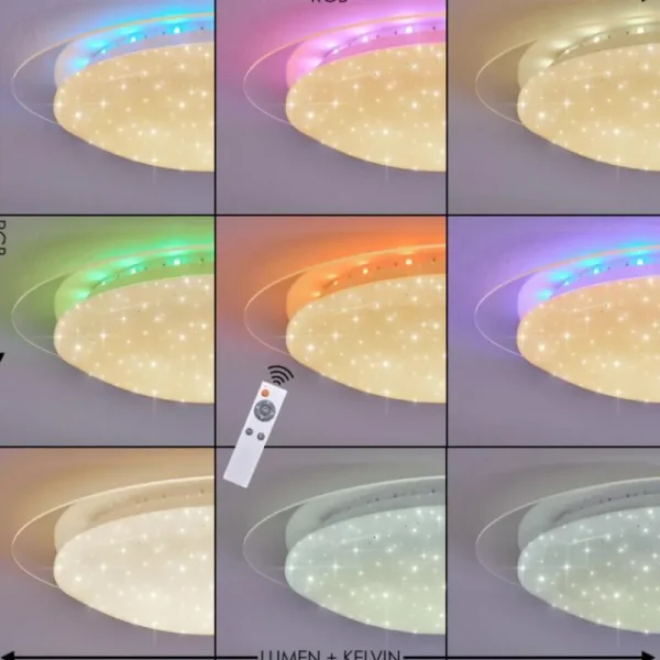 hofstein Plafonnier Cure LED Blanc, 1 lumière, Télécommandes, Changeur de couleurs* Lampes Modernes
