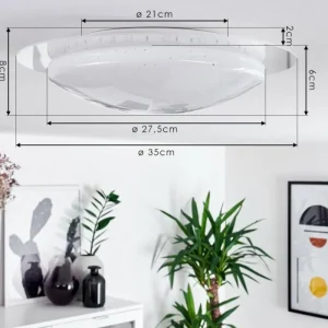 hofstein Plafonnier Cure LED Blanc, 1 lumière, Télécommandes, Changeur de couleurs* Lampes Modernes