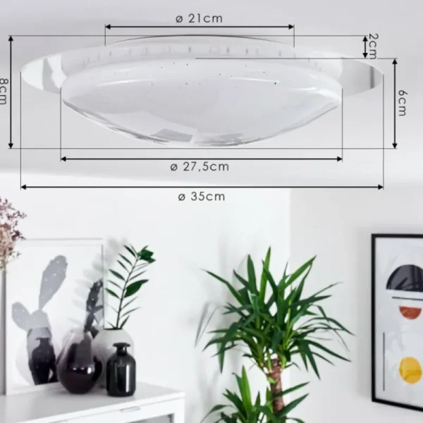 hofstein Plafonnier Cure LED Blanc, 1 lumière, Télécommandes, Changeur de couleurs* Lampes Modernes